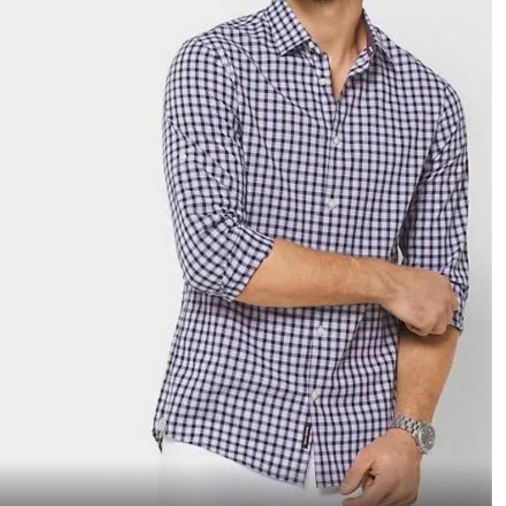 Michael Michael Kors Men's Long Sleeve Plaid Button Down Large
